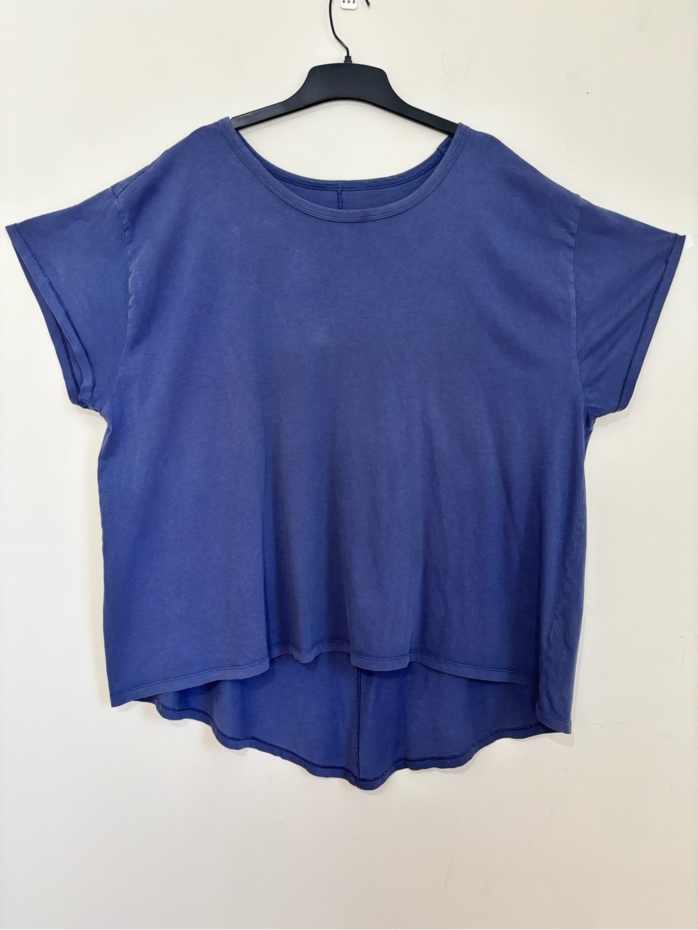 Lane Bryant Slouchy Blue Cotton High Low Short Sleeve boxy relaxed Pullover Tee